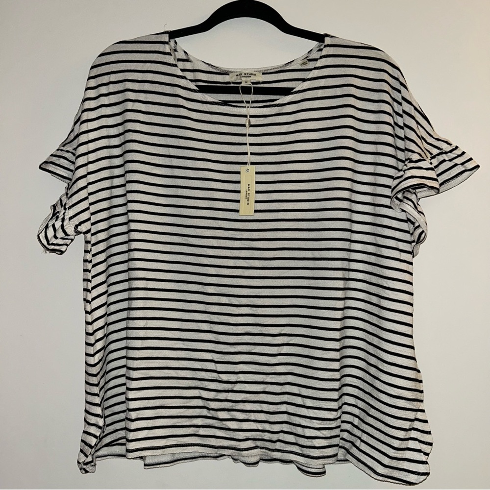 Max Studio Women’s Striped Flowy Top 1X NEW
